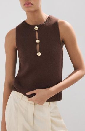 Mango Beaded Knit Tank in Brown at Nordstrom, Size X-Small
