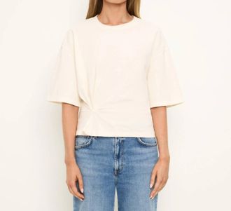 Michael Stars Zinnia Side Pleated Tee In Chalk