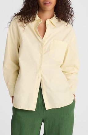 Madewell The Easy Poplin Button-Up Shirt in Sheer Pineapple at Nordstrom, Size Xx-Small