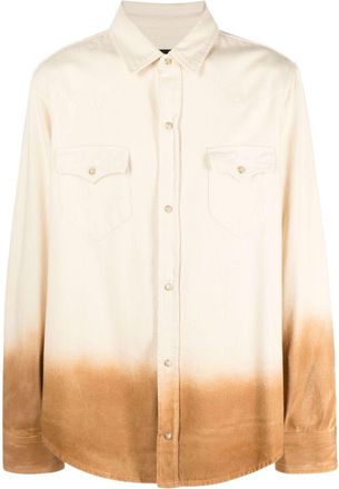 Alanui gradient-effect cotton denim shirt - men - Cotton - S - Neutrals
