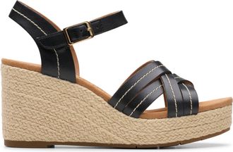 Clarks Womens Sabina Strap Sandal, Black Leather, 4.5 UK