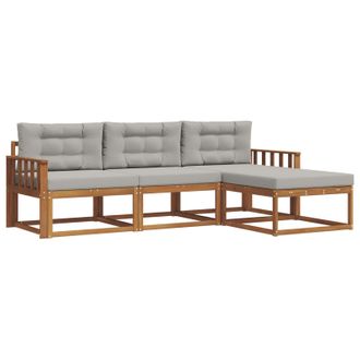 vidaXL Vidaxl Set Di Divani Da Esterno 4 Pz Grigio Naturale E Chiaro
