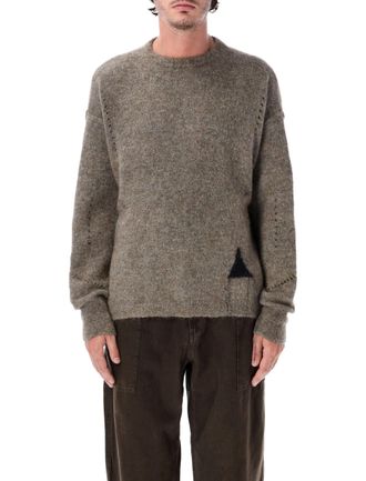 Roa Dropstitch Melange Mohair Intarsia Logo Oversized Sweater