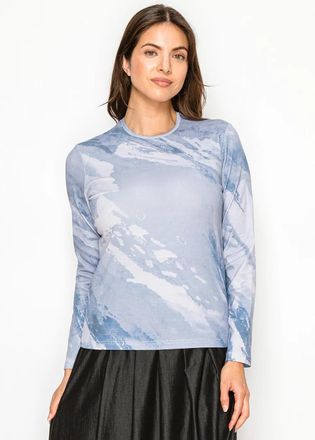 YAL New York Blue Marble Pattern Cotton Stretch Tee