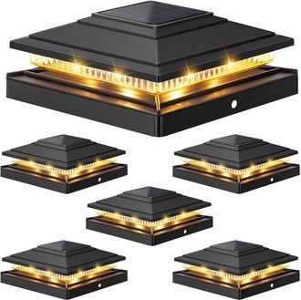 OEM Juego De 6 Luces Solares Con Tapas Protectoras, 8 Led, Luces Solares Impermeables Ip65, Luces Solares Para Jard&iacute;n Para Postes De Valla De 4x4, 5x5 Y 6