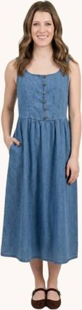 Wishlist Relaxed Fit Button Up Midi Dress In Denim