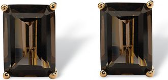 Palm Beach Jewelry 14.50 TCW Emerald-Cut Smoky Quartz Drop Earrings in Gold-Plated