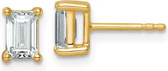 Diamond2Deal 14k Yellow Gold 1 1/2 ctw Lab Grown Diamond Emerald Stud Earrings
