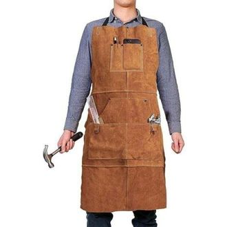OEM Delantal De Carpintero De Cuero, Delantal De Trabajo Con 6 Bolsillos Para Herramientas, Delantal De Soldador Para Hombre Y Mujer, Delantal De Taller R