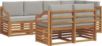 vidaXL Conjunto De Sof&aacute;s De Exterior 7 Uds. Natural Y Gris Claro Vidaxl