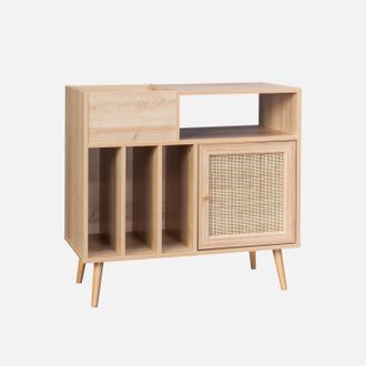Sweeek Muebles De Vinilo Con Decoraci&oacute;n De Ca&ntilde;a Y Madera