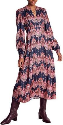 Boden Paisley Long Sleeve Midi Dress in Navy Embellished Paisley at Nordstrom Rack, Size 0
