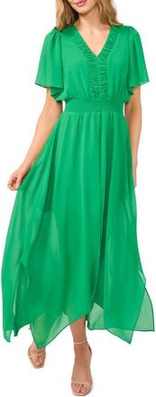 CeCe by Cynthia Steffe Handkerchief Hem Maxi Dress in Medium Green at Nordstrom, Size X-Large