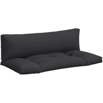 vidaXL Cojines Para Palets 2 Unidades Tela Negro Vidaxl