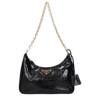 Prada Damens Re Edition Umh&auml;ngetasche gl&auml;nzend schwarz