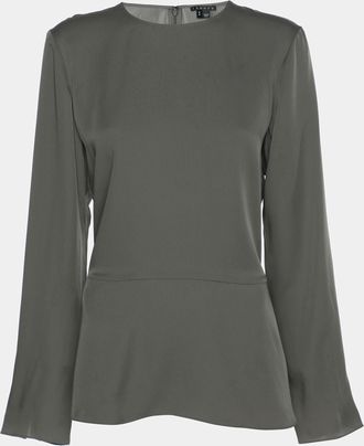 Theory Grey Silk Full Sleeve Top