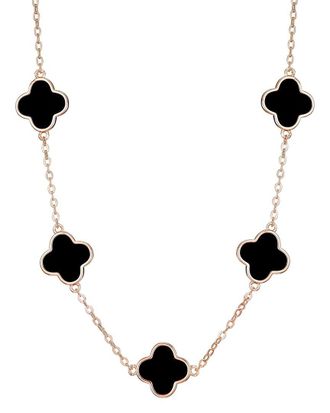 Adornia Adornia 14K Rose Gold Plated Black Clover Station Necklace