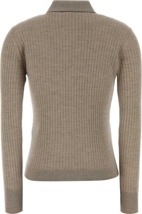 Max Mara Womens Dove Grey Cashmere Blend Gitano Polo Shirt Marrone Chiaro Exterior: Seta T-shirts And Polos