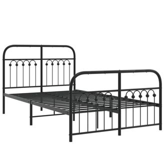 Berkfield Home Metal Bed Frame without Mattress with Footboard Black 120x190cm | Size: 120x190 cm