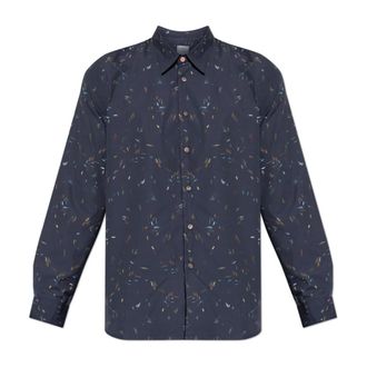 Paul Smith Printed Cotton Shirt - Heren - Zakelijke Overhemden - Blauw - XL - Katoen - Overhemden