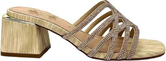 Ex&eacute; Womens Carmen Block Heeled Evening Sandal In Gold