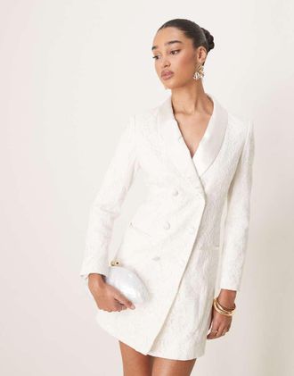 Vero Moda premium lace tuxedo style dress in white