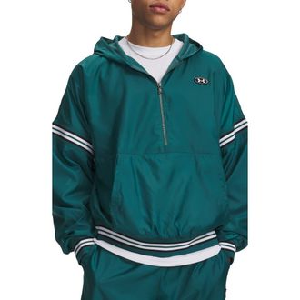 Under Armour UA Icon Oversize Water Repellent Half Zip Hoodie in Rack Green at Nordstrom, Size Xx-Large