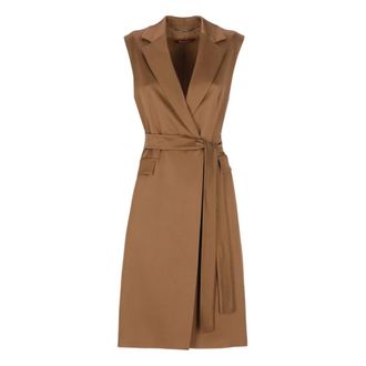 Max Mara Afgano Vest - Dames - Gillet - Bruin - 2XS - Leer - Kostuums