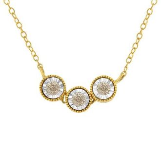 House of Brilliance Two-Toned -Silver Champagne Diamond 3 Stone Necklace in Yellow at Nordstrom