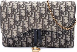 Dior Pre-owned Dior Oblique Canvas Saddle Pouch Wallet on Chain Ladies 1WZ8TJH06EJ2BA7V