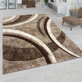 Paco Home Paco Home - Alfombra Sal&oacute;n Pelo Corto Vintage Perfil Contorneado A Mano Efecto 3d 240x330 Cm, Marr&oacute;n