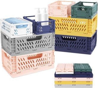 OEM Caja Plegable - Cesta De Almacenamiento En Polipropileno Pp - Para Cocina Oficina Dormitorio - 4 Grandes 22x14 8x8 7 Cm Y 4 Peque&ntilde;as 15x9 8x5 7 Cm - L
