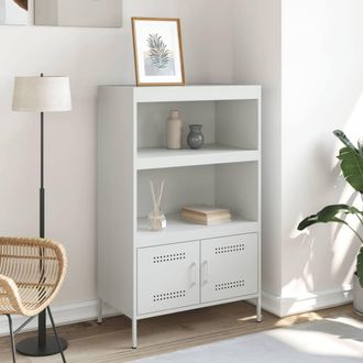 Berkfield Home Highboard White 68x39x113 cm Steel | Size: 68 x 39 x 113 cm