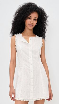 For Love & Lemons Susie Eyelit Mini Dress In White