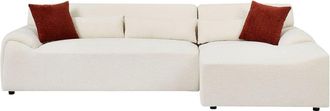 VENTE-UNIQUE.COM Sof&aacute; rinconera poli&eacute;ster 5 plazas beige 293x151cm
