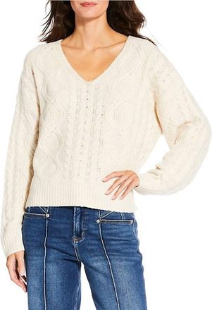 Dear John Denim Lexi Long Sleeve Cable Knit Sweater In Oatmeal