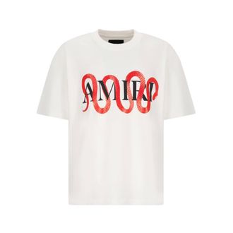 Amiri T-Shirts, male, White, Size: M Snake Print Tee