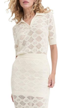 Favorite Daughter The Courtside Open Stitch Polo Sweater in Ivory at Nordstrom, Size X-Small