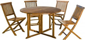 Macabane Mesa y sillas de jard&iacute;n de madera de teca aceitada 4/5 personas