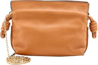 Loewe Brown Sheep Leather Flamenco Knot Chain Clutch Nano (Authentic Pre- Loved)