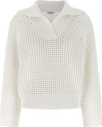 Brunello Cucinelli Beige Openwork sweater