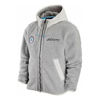 Air Jordan Brand Patch Zipper Hoodie Mens Light Blue FB1908-077