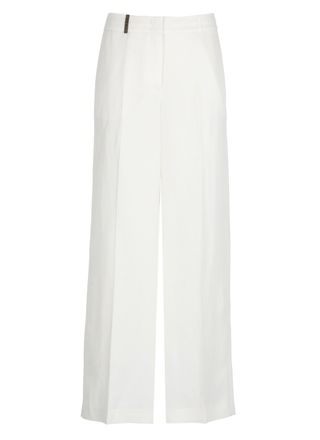 PESERICO Ivory Linen Straight-Leg Pants