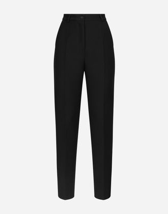 Dolce & Gabbana Tailored Wool Gabardine Tuxedo Pants - Woman Pants And Shorts Black Wool 38