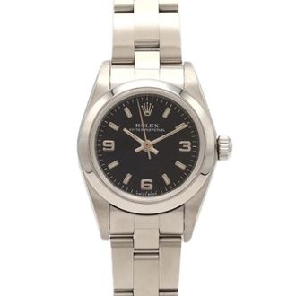 Rolex Pre-owned Oyster Perpetual Roestvrij staal Horloge - Dames - Vintage Horloges - Zwart - ONE Size - Vintage