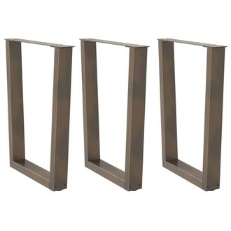 Berkfield Home Dining Table Legs V-Shape 3 pcs Natural Steel 70x(72-73.3) cm Steel in Brown