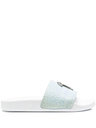 Giuseppe Zanotti logo open-toe slides - Blue