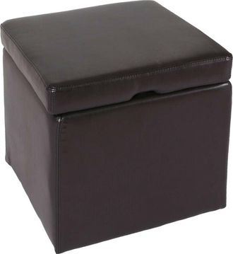 Hhg Nunca usado] Taburete Cubo taburete Taburete con caja de almacenamiento Onex, con tapa, cuero + cuero sintético, 45 x 44 x 44 cm mvg, marrón