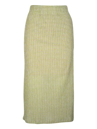 Vince checked smocked midi skirt - Green