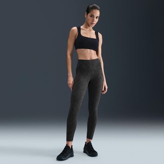 Nike Womens Zenvy High-Waisted 7/8 Printed Leggings in Black | HV2462-010